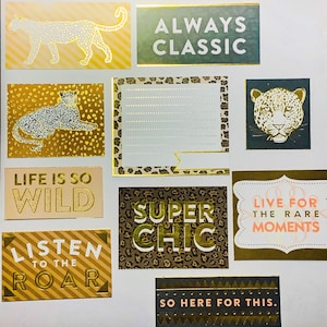 Leopard Theme Journaling Cards, Leopard Planner Accessories, Leopard Scrapbooking Accessories, Cheetah Notecards, Craft Supplies, 20 Pieces