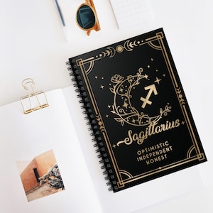 Sagittarius Zodiac Sign Spiral Notebook, Zodiac Sign Journal, Mother&#39;s Day Gift For Her, Co-Worker Gift, Witchy Vibes Journal, Gift for Mom