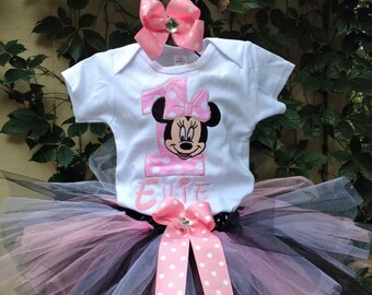 Mickey Ears Birthday Disney Outfit Personalized Bodysuit Minnie Mouse Birthday Shirt Girls Birthday Pink Minnie Mouse Inspired Shirt