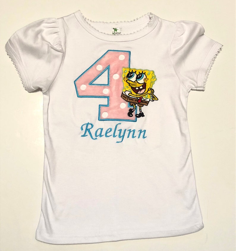 Spongebob Pink Yellow and Blue 4th Birthday Outfit Shirt Tutu Etsy