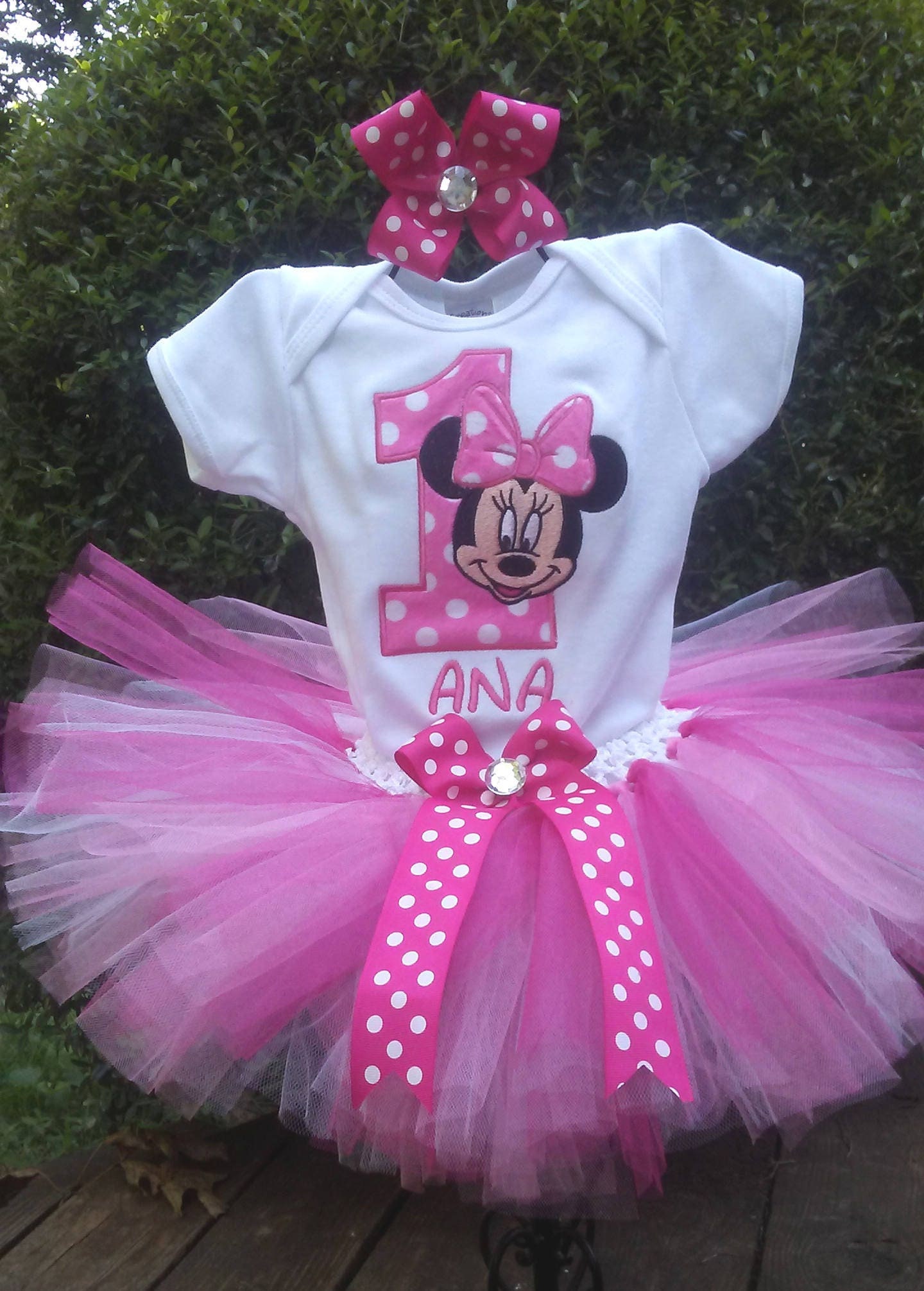 Minnie Mouse Hot Pink 1st Birthday Outfit Bodysuit/shirt Tutu - Etsy