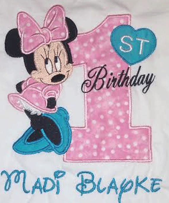 Pink And Turquoise Minnie Mouse 1st Birthday Shirt Pink Minnie Etsy