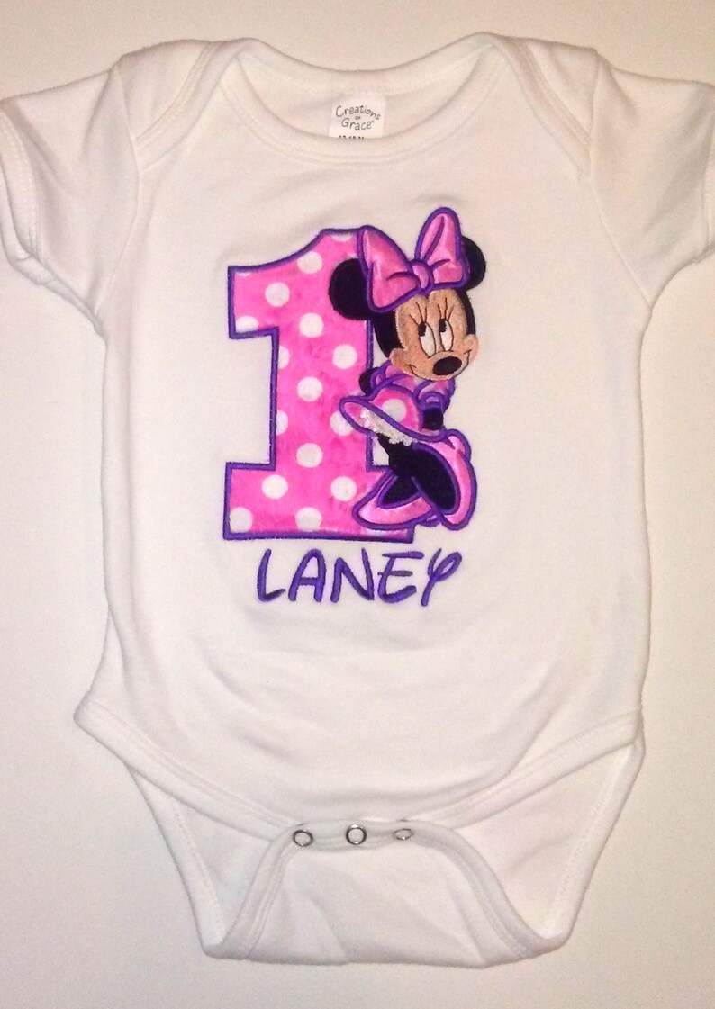 Minnie Mouse Hot Pink Purple 1st Birthday Outfit Bodysuit Tutu FREE Hair Bow Personalized Minnie Mouse Baby Toddler Little Girls Tutu Outfit