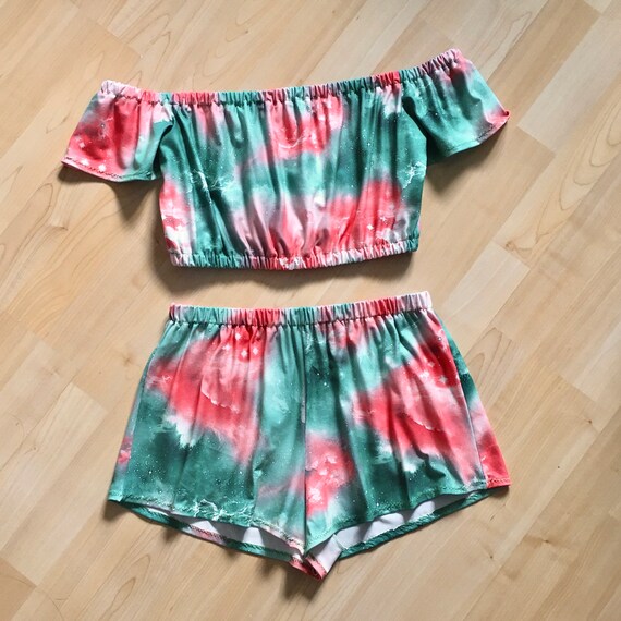 Beach Bound Poolside Set Off The Shoulder Crop Top Etsy