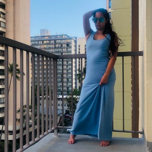 Maxi-jurk met tanktop - VACAY // maxi-jurk dames met Empire-taille maxi-jurk babydoll maxi-jurk mouwloze loungjurk met relaxte pasvorm