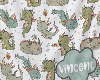 Personalized Dragon Baby Blanket: Custom Name – Fantasy Nursery Decor, Green Kawaii Gift