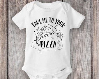 Pizza Onesie® Space Onesie® Cute and Funny Alien Outer Space Shirt, Unisex Baby Clothes, Funny Baby Shower Gift, Take Me To Your Pizza onsie