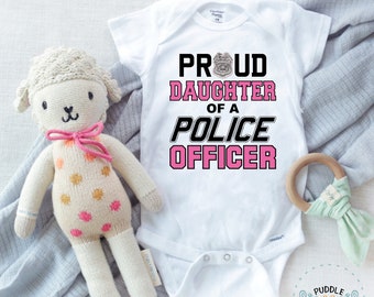 Police Onesie® Pregnancy Reveal Announcement to Policeman Daddy Police Officer Baby Gift Girl or Boy Proud Son or Daughter Onsie