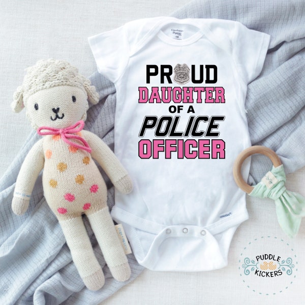 Police Onesie® Pregnancy Reveal Announcement to Policeman Daddy Police Officer Baby Gift Girl or Boy Proud Son or Daughter Onsie