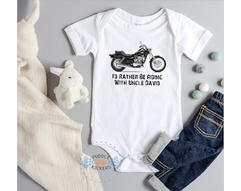 Motorcycle Onesie® for Baby Boy or Girl | Baby Shower Gift | CAN BE PERSONALIZED | I'd Rather Be Riding With My Uncle, Aunt, Grandpa onsie
