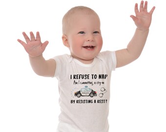 I Refuse to Nap Police Onesie® Resisting A Rest Daddy Police Officer Policeman Funny Baby Onesie Handcuffs Arrest Rookie Onesie I Hate Naps
