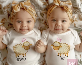 Twins Announcement Onesies®, Twin Baby Shower Gift, Twins Pregnancy Announcement Shirts, Twin Baby Girls Gift Twin Toddler Clothes Baby Lamb