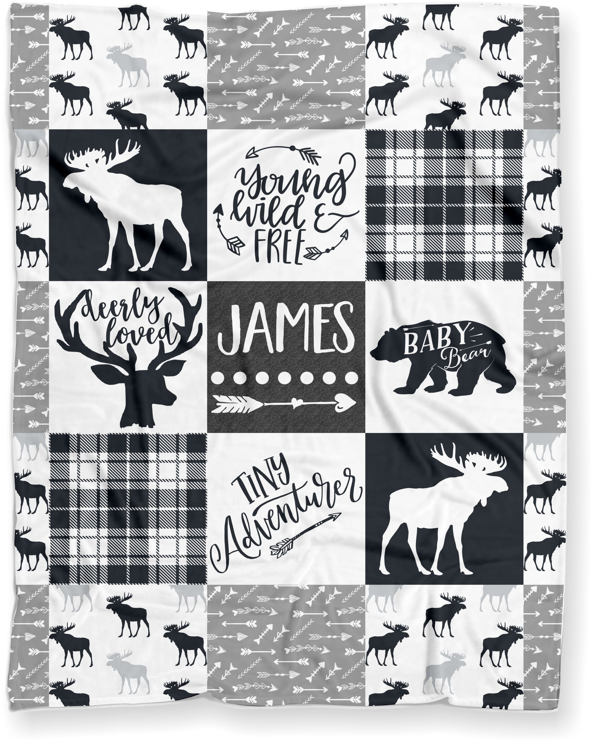 Moose Baby Blanket Personalized Woodland Custom Baby Shower Etsy