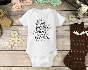 Pregnancy Reveal to Great Grandparents Onesie® | New Baby Announcement Onesie | The Best Grandparents Get Promoted Great Grandparents Onesie
