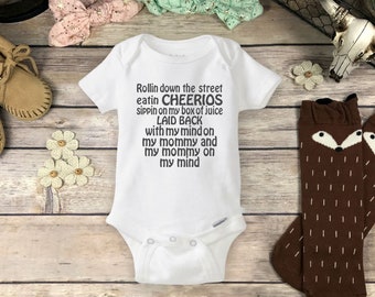 Rollin Down the Street Onesie® Eatin Cheerios Juice Box Laid Back Mind on My Mommy Funny Snoop Dog Cool Baby Shower Gift | Boy or Girl Onsie