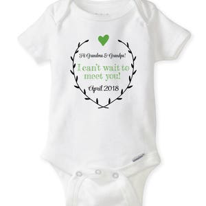 Pregnancy Reveal to Grandparents Onesie® Can Be Changed or Personalized Hi Grandma and Grandpa I Can't Wait to Meet You Baby Announcement image 2