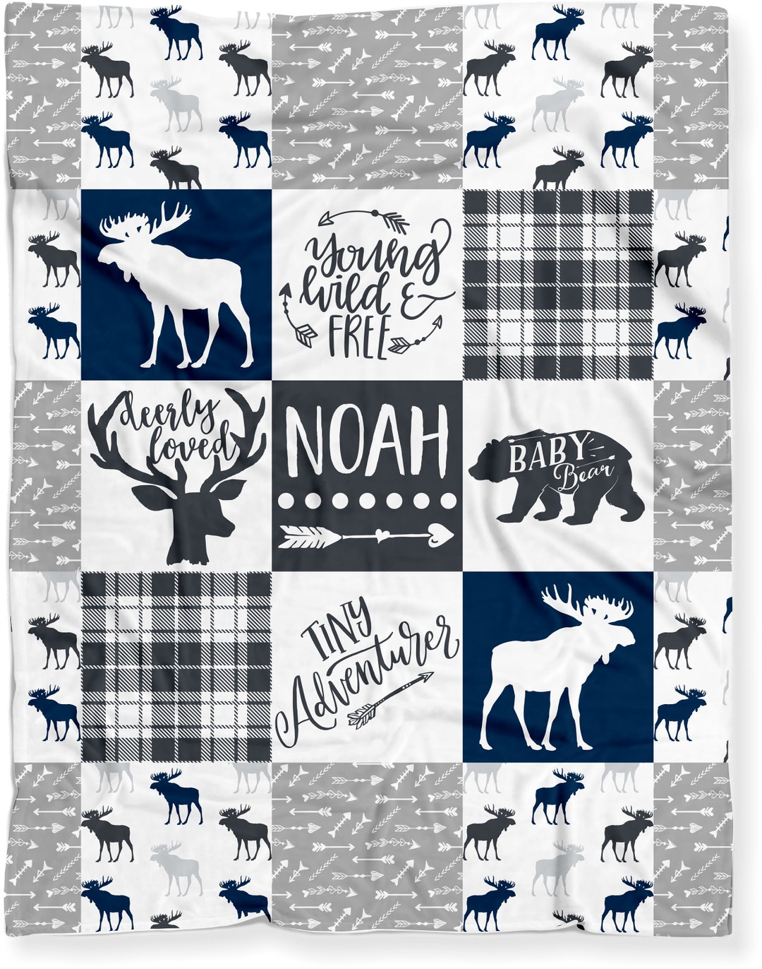 Moose Baby Blanket Personalized Woodland Custom Baby Shower Etsy