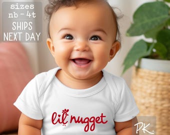Lil Nugget Onesie® Baby Bodysuit, Chicken Baby Shower Gift, Fast Food Shirts Chicken Pregnancy Announcement Cute Chick Kids Shirt Baby Fil a