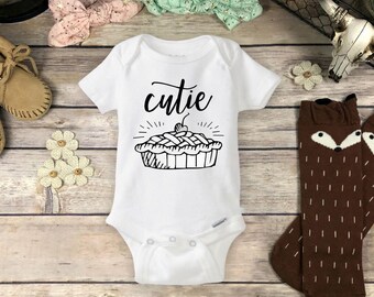 Cutie Pie Onesie® Bodysuit - Hand Drawn Cherry Pie, Cute Home Grown Baby Clothes, Boho Baby Shower Gift for Baby Girl or Boy, Hipster
