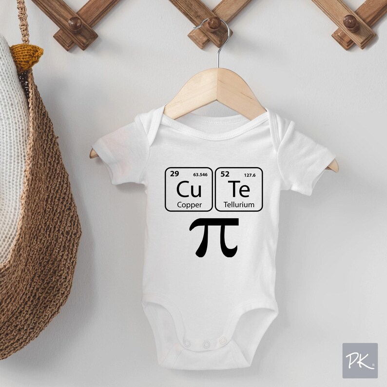 Cutie Pie Onesie® Bodysuit, Cu Te Pi Chemistry Symbol Science Baby Shower Gift, Cute Nerd Shirt Funny Onesies® for Boy or Girl CHOOSE COLORS image 2