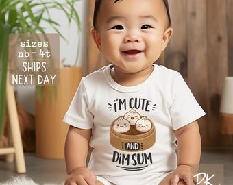 Bao Dim Sum Onesie® Bodysuit Chinese Kawaii DimSum Dumplings in a Basket, I'm Cute and Dim Sum Baby Shower Gift, Asian Baby Dumpling Shirt