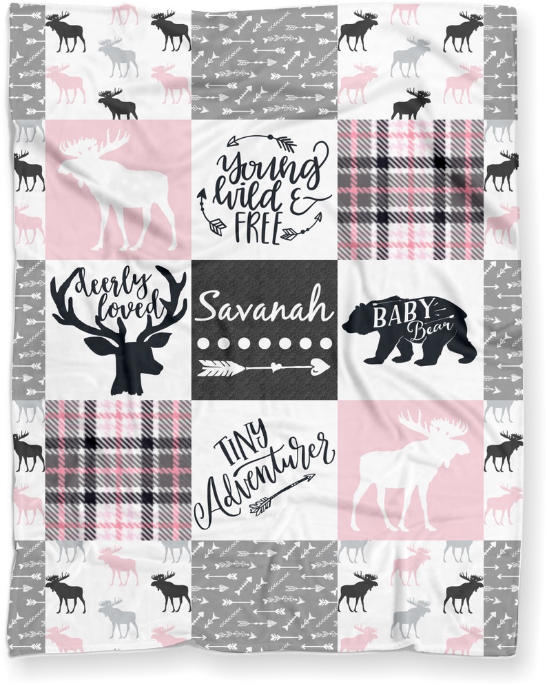 Moose Baby Blanket Personalized Woodland Custom Baby Shower Etsy