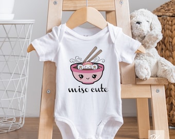 Miso Cute Onesie® - Choice of Pink or Blue for Baby Girl or Boy Sushi Baby Shower Gift - Miso Soup Onesie Asian Kawaii Japanese Design Onsie