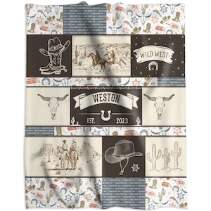 Personalized Western Cowboy Baby Blanket: Rustic Minky Fleece Shower Gift