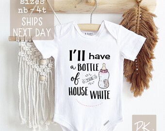 Wine Baby Onesie® Baby Bodysuit Funny Baby Shower Gift, I'll Have a Bottle of the House White Infant T-Shirt for Girl Boy or Gender Neutral