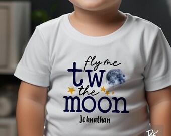 Two Shirt, Two the Moon Birthday, 2 Month Baby Onesie® Bodysuit, 2nd bday Birthday Shirt, Two Boy Birthday Outfit, Two Birthday Moon Shirt