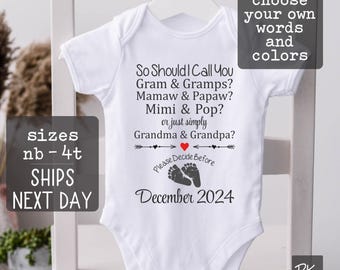 Grandparents Pregnancy Reveal Onesie: Grams & Gramps Announcement