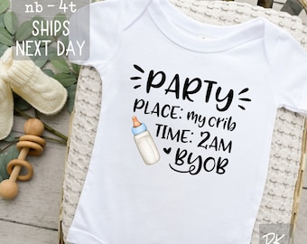 Party My Crib Onesie®, BYOB Funny Baby Clothes, Baby Boy Clothes, Baby Girl Clothes, Funny Newborn Baby Gift, Funny Beer Baby Shower Gift