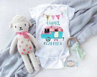 Body de bebé "Happy Camper": Camiseta de camping estilo bohemio, regalo de viaje.