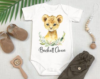 Personalized Baby Boy Gift, Lion Cub Baby Shower Gift, Custom Lion Onesie, King of the Jungle Lion Theme, Personalized Newborn Baby Boy Gift