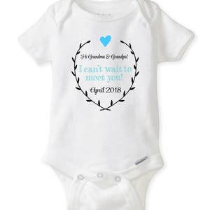 Pregnancy Reveal to Grandparents Onesie® Can Be Changed or Personalized Hi Grandma and Grandpa I Can't Wait to Meet You Baby Announcement image 5
