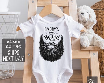 Bearded Dad Shirt Funny Baby Onesie® Bodysuit, Daddy's Little Beard Puller Fathers Day Gift Baby Shower Gift Country Baby Tee Boy Girl VS1
