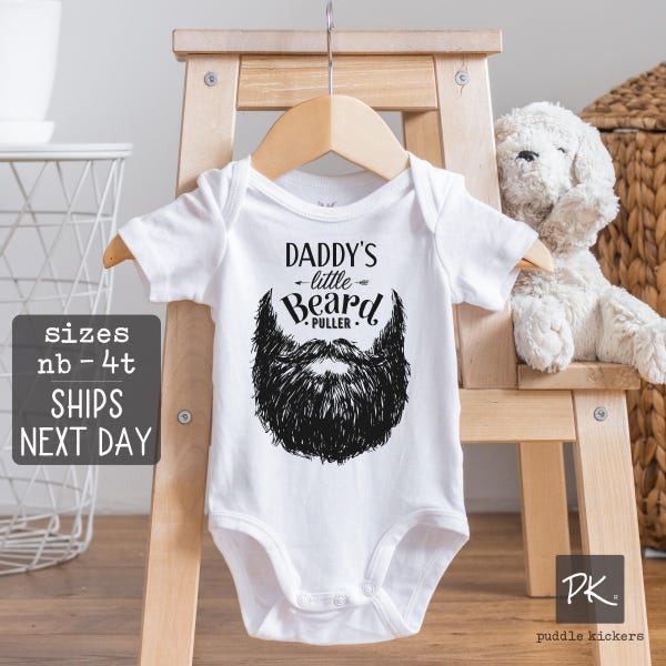 Bearded Dad Shirt Funny Baby Onesie® Bodysuit, Daddy's Little Beard Puller Fathers Day Gift Baby Shower Gift Country Baby Tee Boy Girl VS1