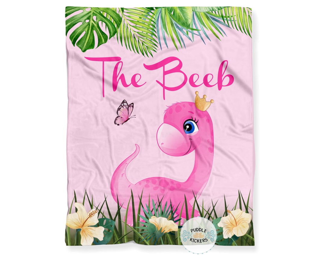 Dinosaur Baby Blanket, Pink Dinosaur Blanket for Toddler Girl, Dinosaur
