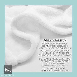 a white sheet with the words minky fabric on it
