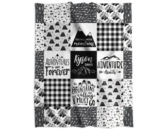 Personalized Baby Blanket for Boys or Girls Mountains are Calling Adventure Woodland Baby Shower Gift Silky Soft Fleece - FREE SHIPPING