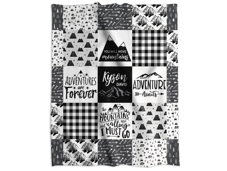 Personalized Baby Blanket for Boys or Girls Mountains are Calling Adventure Woodland Baby Shower Gift Silky Soft Fleece FREE SHIPPING image 4