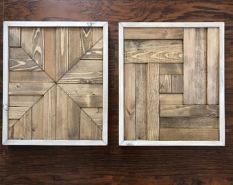 Two piece set - Reclaimed Wood Wall Art. Reclaimed Wood Wall Decor.