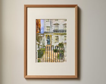 Póster artístico mate sin marco con pintura de acuarela de Elizabeth James London House