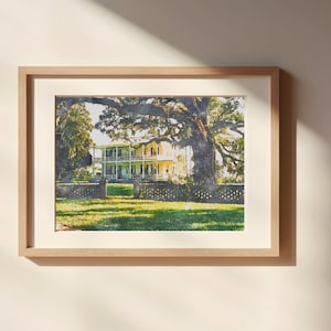 Gump House Aquarell Gemälde Ungerahmt Matt Poster Kunstdruck