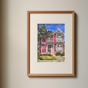 Charmed House Aquarell Malerei ungerahmt matt Poster Kunstdruck