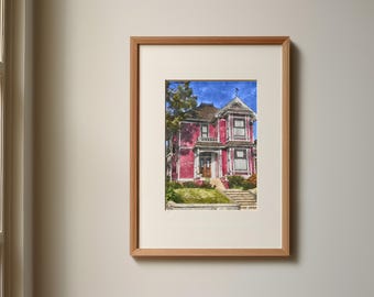 Póster artístico mate sin marco con pintura de acuarela de la Casa Encantada