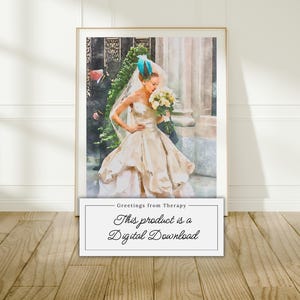 Carrie&#39;s Wedding Dress Watercolor Painting Digital Art Print