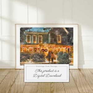 Christmastime at Lorelai&#39;s Watercolor Painting Digital Art Print