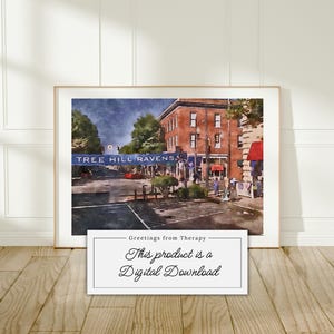 Tree Hill Watercolor Painting Digital Art Print