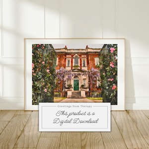 Bridgerton Family House Watercolor Painting Digital Art Print
